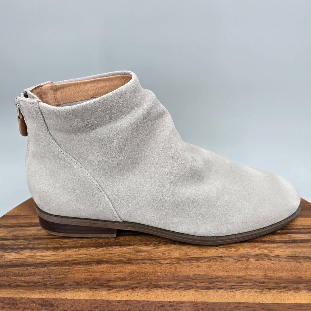 Gentle Souls Boots Women's 10 M Gray Suede Leather Emma Back Zip Ankle Booties
